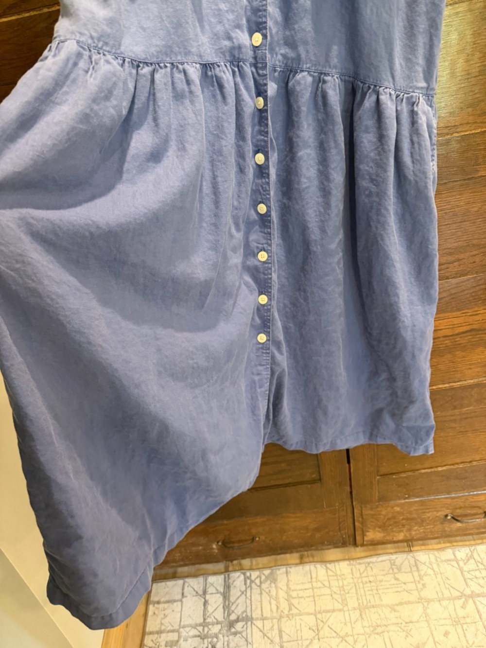 Vintage Eddie Bauer XXL linen blend Blue button maxi dress pockets 90s teacher - Picture 3 of 12